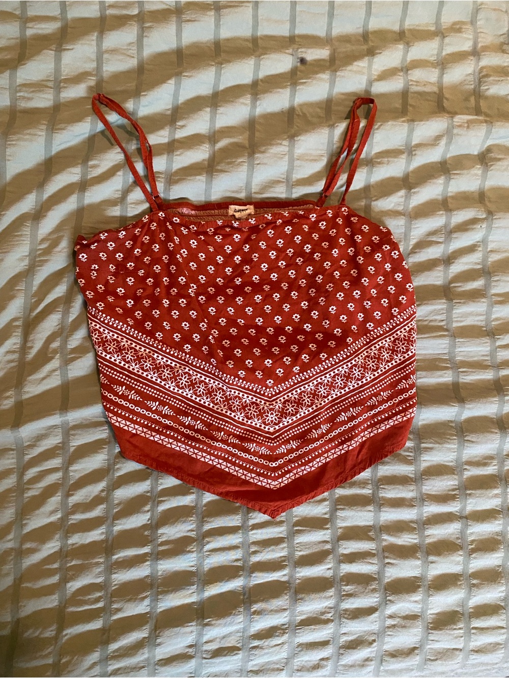 Burnt Orange Bandana Print Spaghetti Strap Crop Top